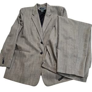 Vtg Lauren Ralph Lauren Women's Silk Wool Linen Blend Herringbone Pantsuit 20W
